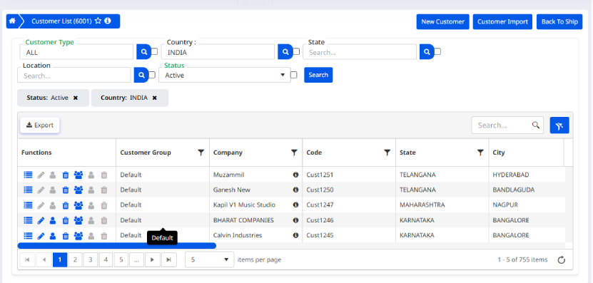 Customer Management Dashboard showing customer list and profiles