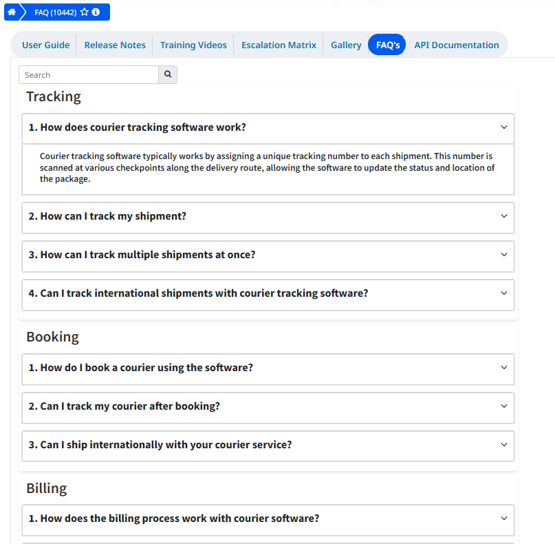 FAQs in courier management software