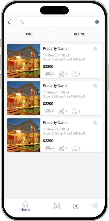 Scan Home app — property listing screens