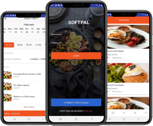 Feedme app — food ordering screens